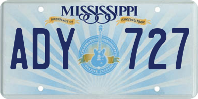 MS license plate ADY727