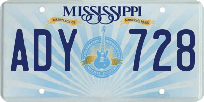 MS license plate ADY728