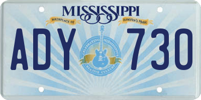 MS license plate ADY730