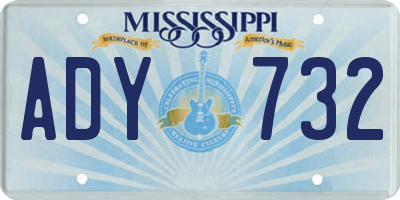 MS license plate ADY732