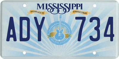 MS license plate ADY734