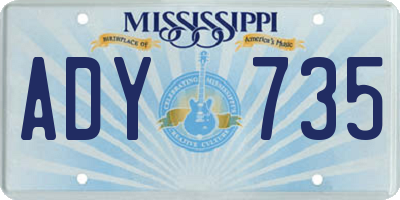MS license plate ADY735