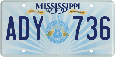 MS license plate ADY736