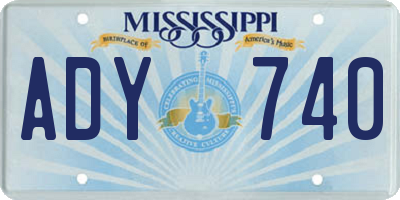 MS license plate ADY740