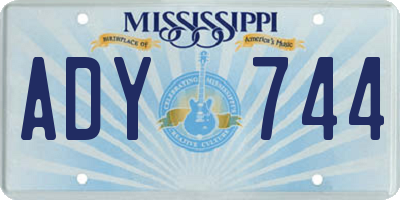 MS license plate ADY744