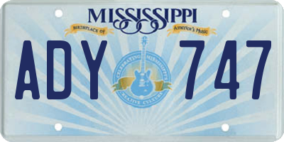 MS license plate ADY747