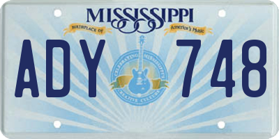 MS license plate ADY748