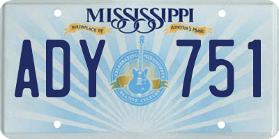 MS license plate ADY751