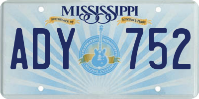 MS license plate ADY752