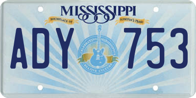 MS license plate ADY753