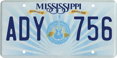 MS license plate ADY756