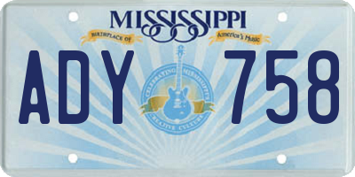 MS license plate ADY758