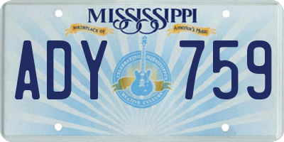 MS license plate ADY759