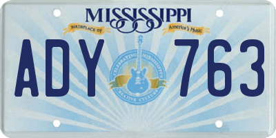 MS license plate ADY763