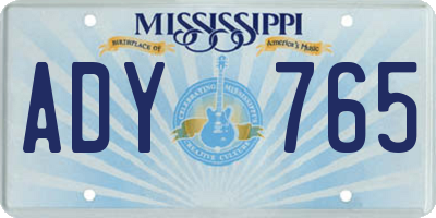 MS license plate ADY765