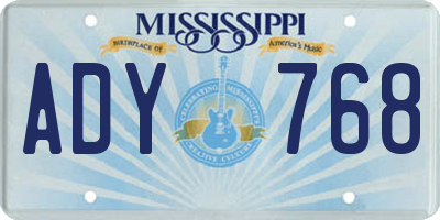 MS license plate ADY768