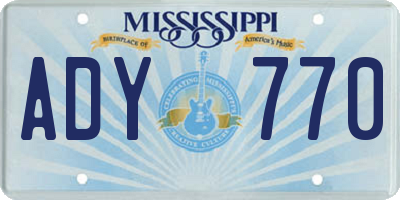 MS license plate ADY770