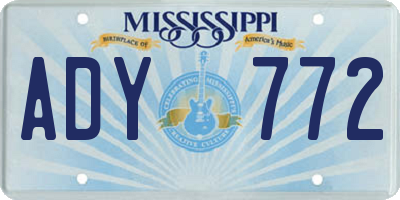 MS license plate ADY772