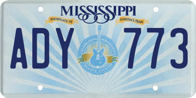 MS license plate ADY773
