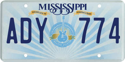 MS license plate ADY774