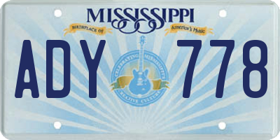 MS license plate ADY778