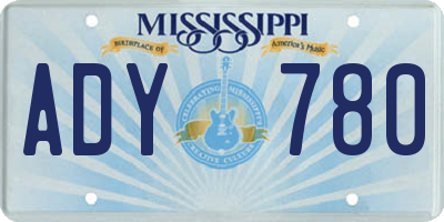 MS license plate ADY780