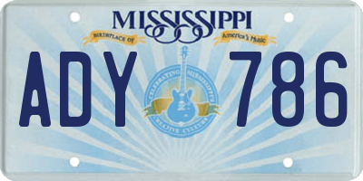 MS license plate ADY786