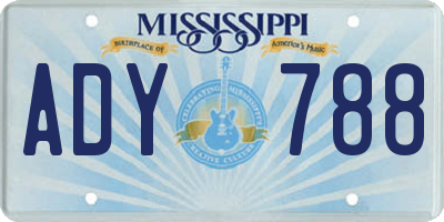 MS license plate ADY788