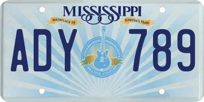 MS license plate ADY789