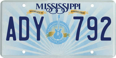 MS license plate ADY792