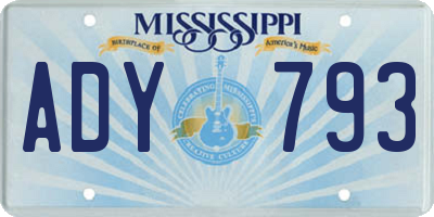 MS license plate ADY793