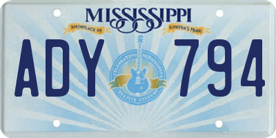 MS license plate ADY794