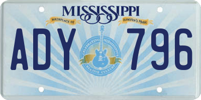 MS license plate ADY796