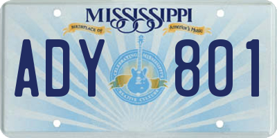 MS license plate ADY801