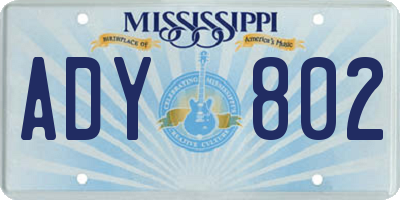 MS license plate ADY802