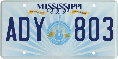 MS license plate ADY803