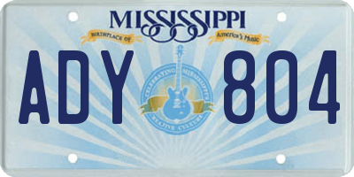 MS license plate ADY804