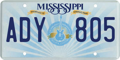 MS license plate ADY805
