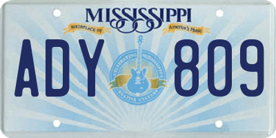 MS license plate ADY809