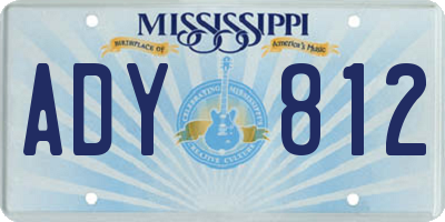 MS license plate ADY812