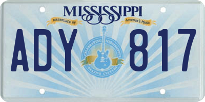 MS license plate ADY817