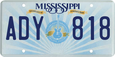 MS license plate ADY818