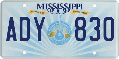 MS license plate ADY830