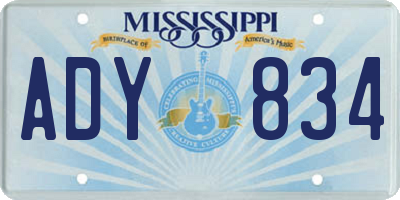 MS license plate ADY834