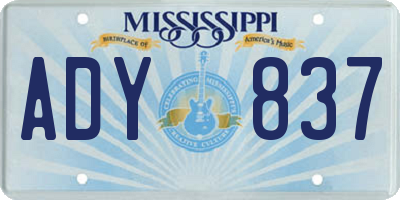MS license plate ADY837