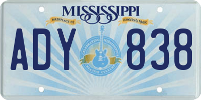 MS license plate ADY838
