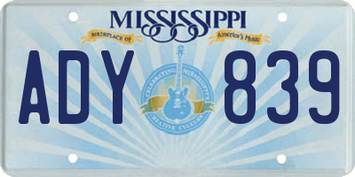 MS license plate ADY839