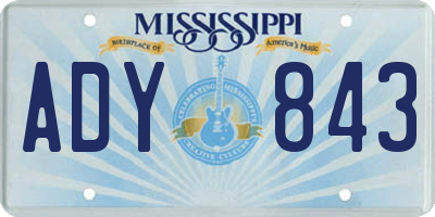 MS license plate ADY843