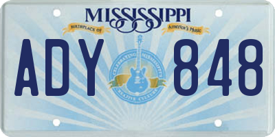 MS license plate ADY848