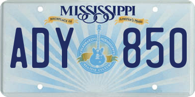 MS license plate ADY850